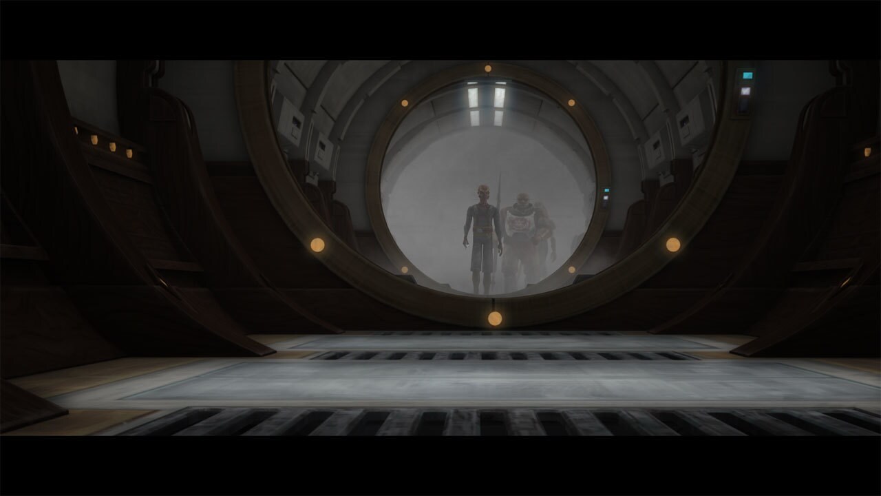 Within the ventilation shaft, the younglings can hear the pirates walking overhead. Ahsoka orders...