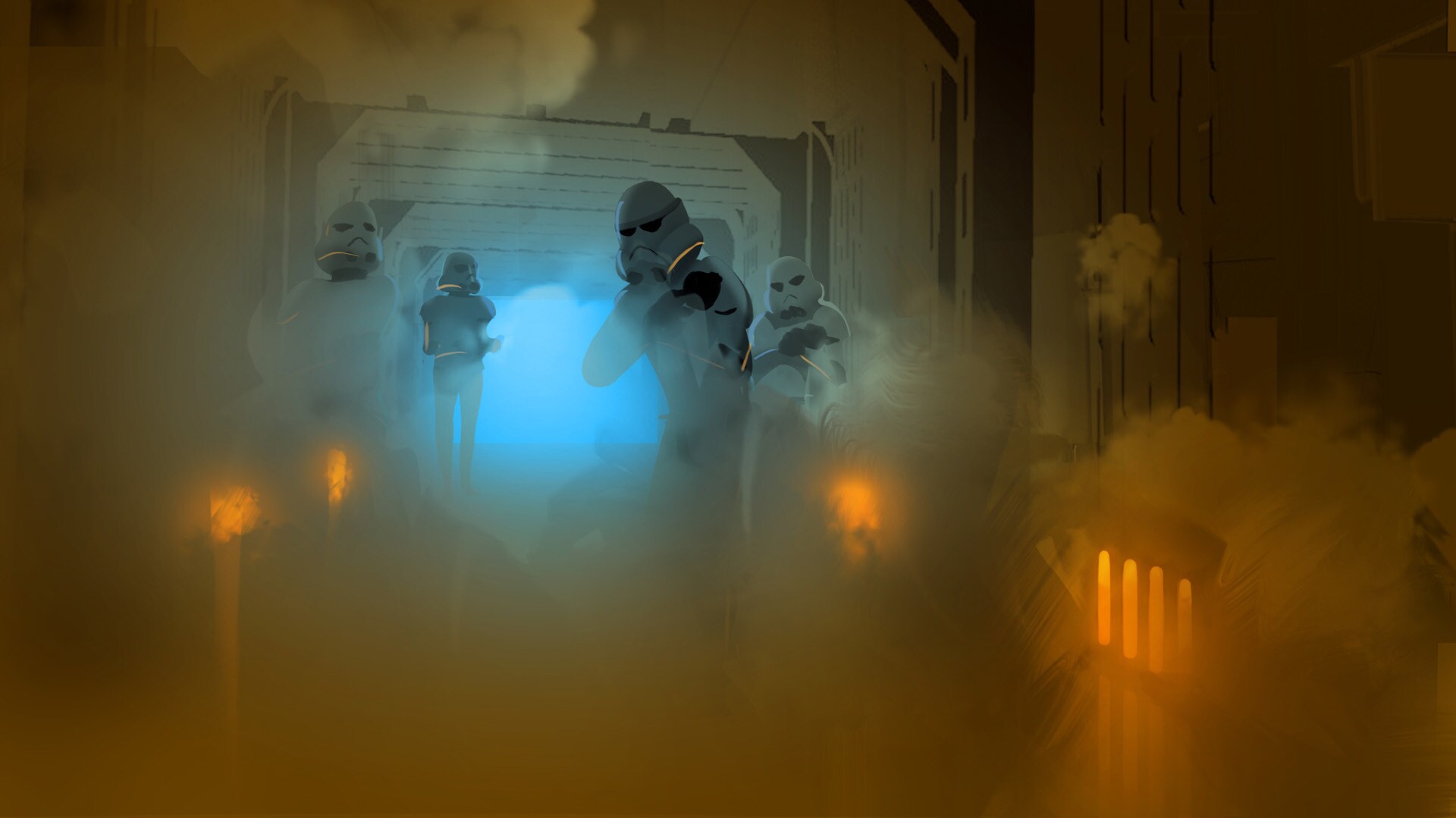 Stormtroopers attack digital concept painting.