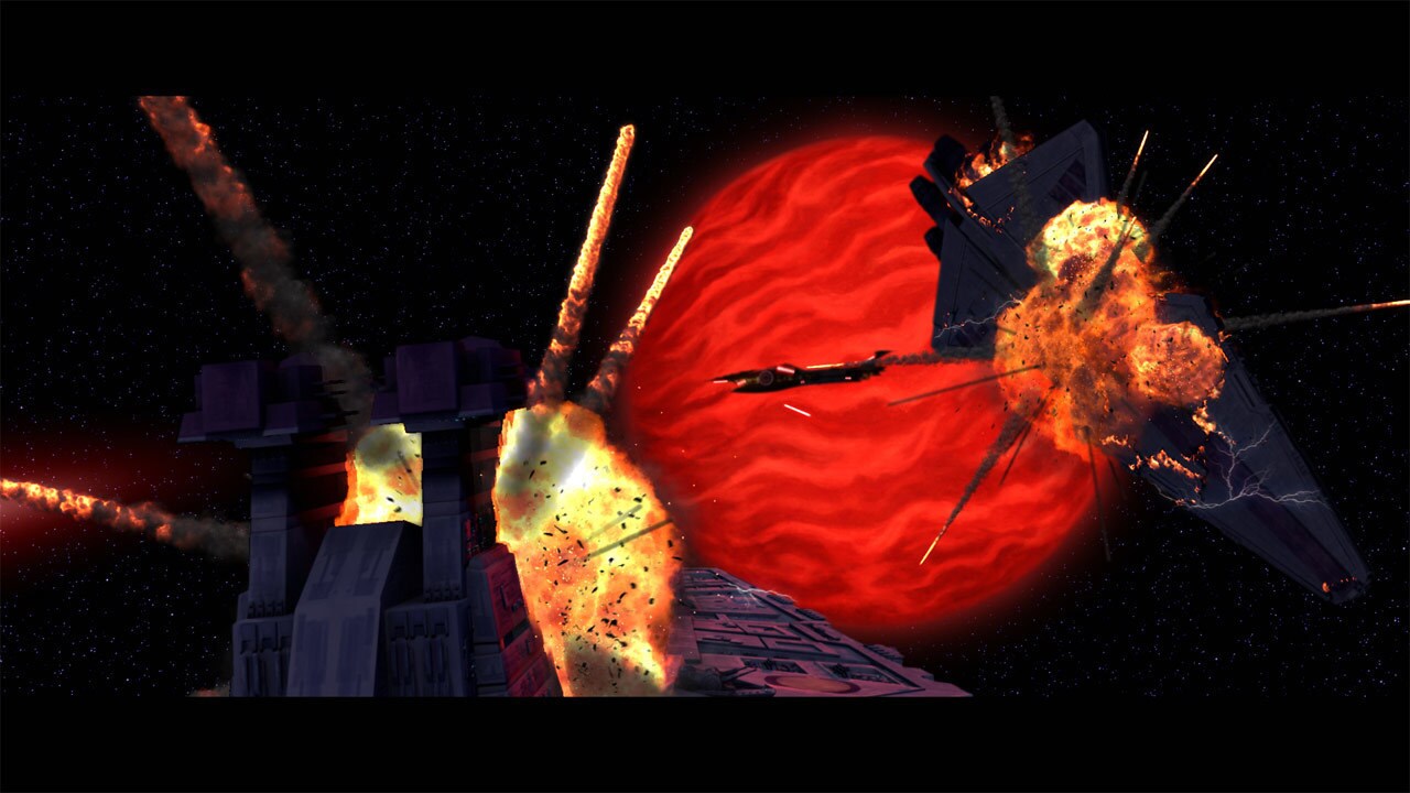 The weapon is a massive ion cannon mounted on a giant warship, Malevolence. The Separatist ship b...