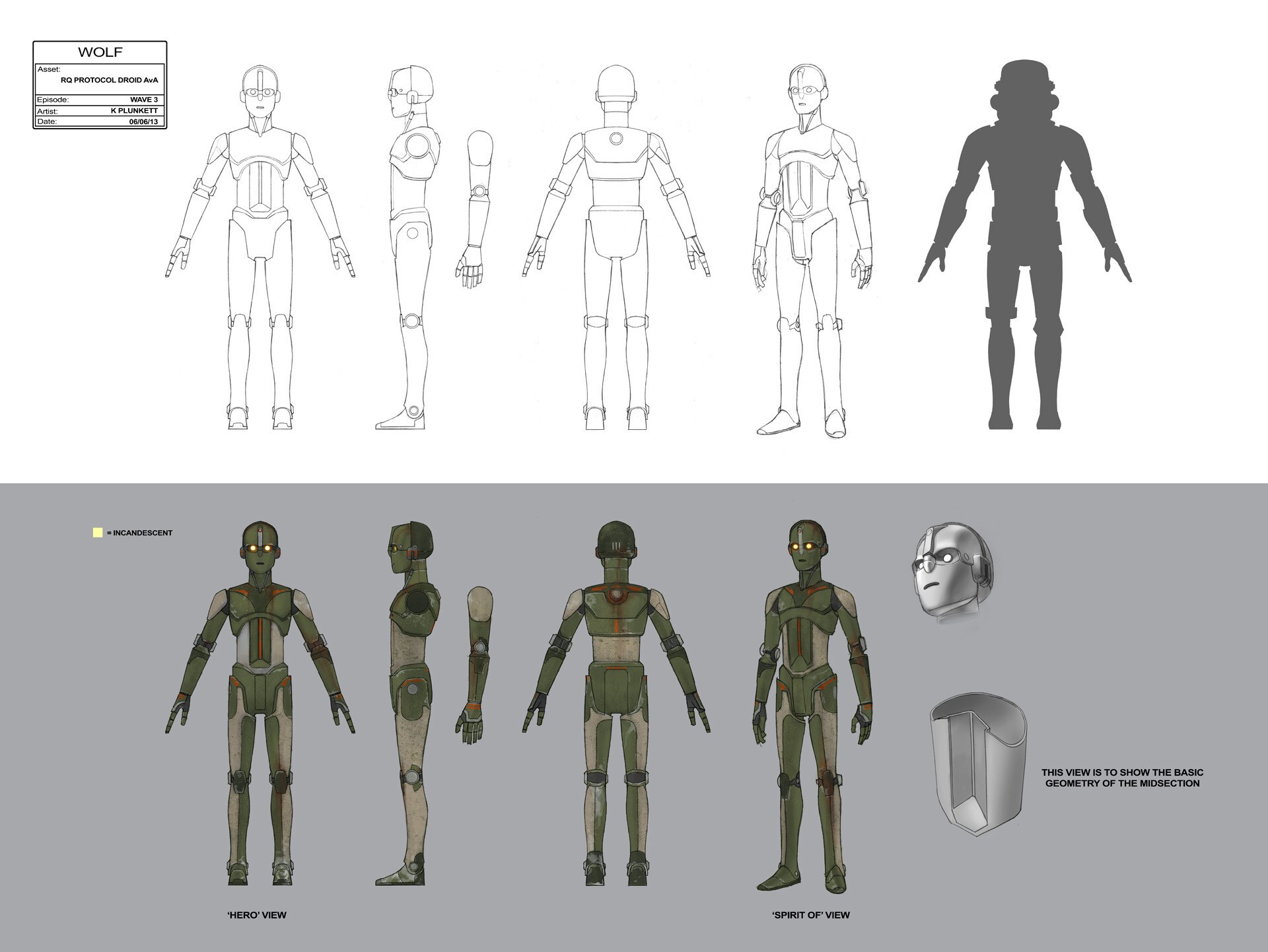 RQ protocol droid full character illustration by Kilian Plunkett.