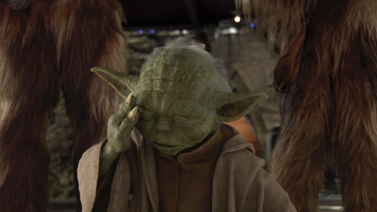 Yoda sensing the purge of the Jedi