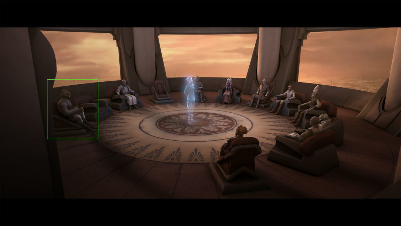 Seated in the Jedi Council is a new animation model -- Coleman Ckaj, who is briefly glimpsed in E...
