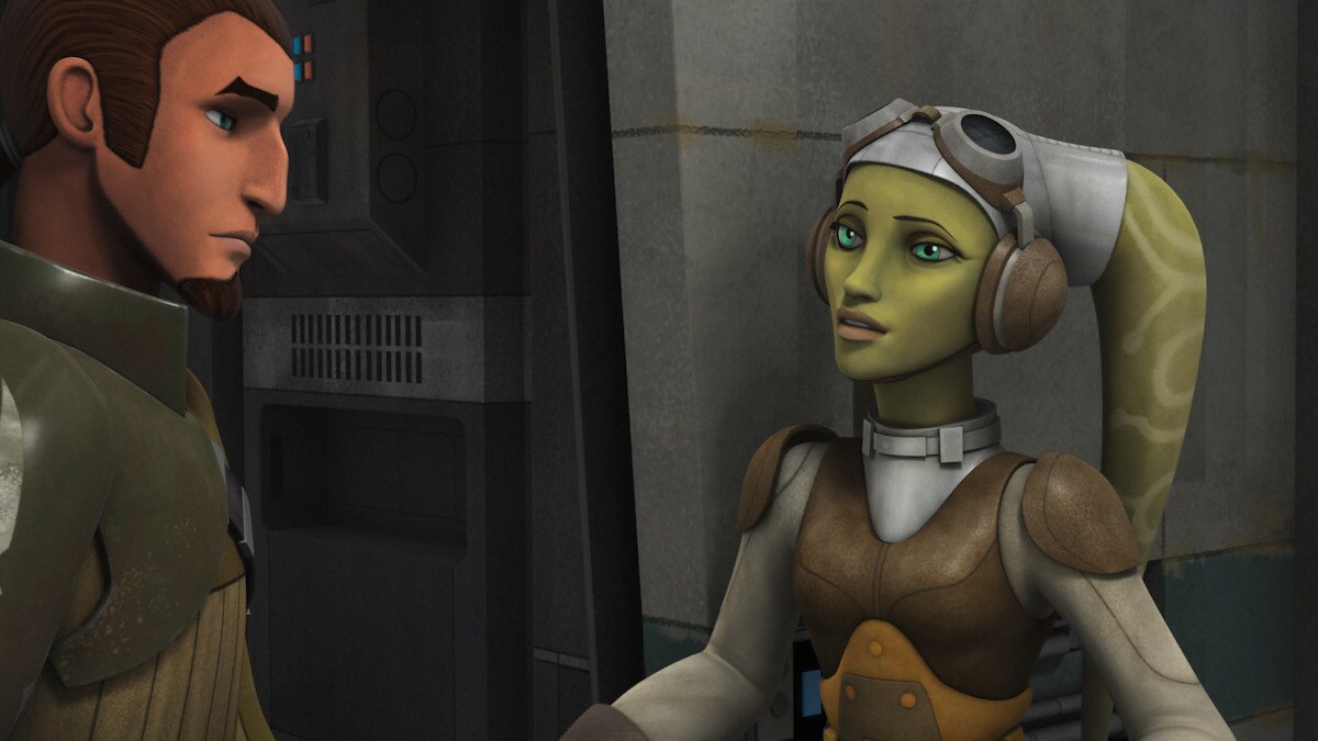 Hera Syndulla and Kanan Jarrus talking aboard the Ghost Hera Syndulla and Kanan Jarrus talking aboard the Ghost