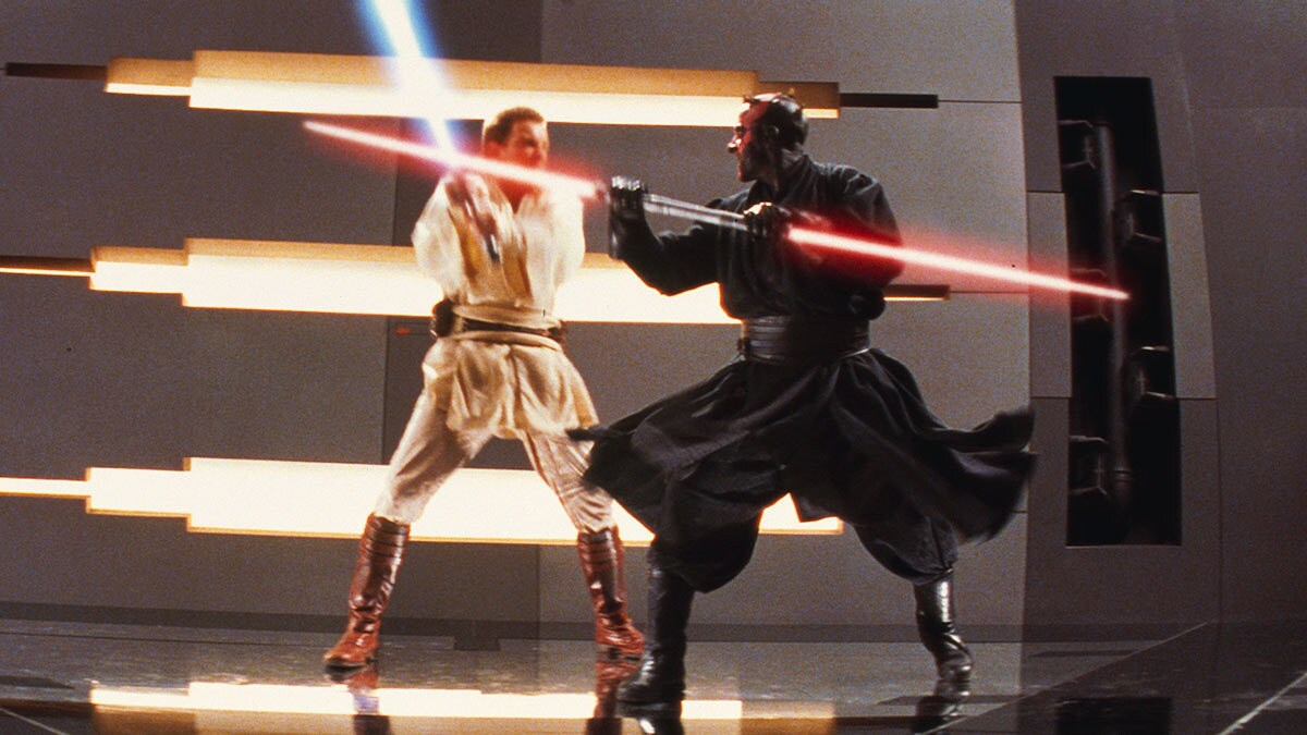 Obi-Wan Kenobi dueling Darth Maul on Naboo