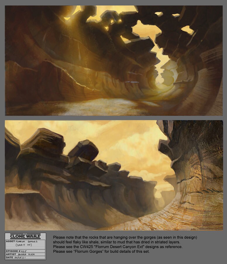 Florrum gorges environment. Illustrations by Andre Kirk.
