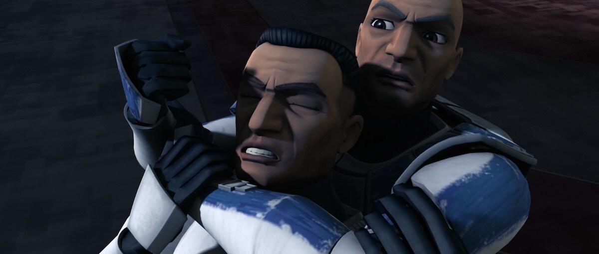 Captain Rex subduing the traitorous Clone trooper 'Slick'
