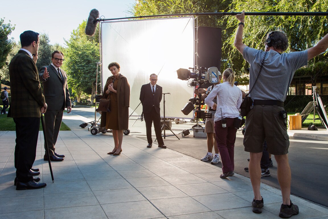 Actor Emma Thompson (as P.L. Travers) behind-the-scenes in the movie "Saving Mr. Banks".
