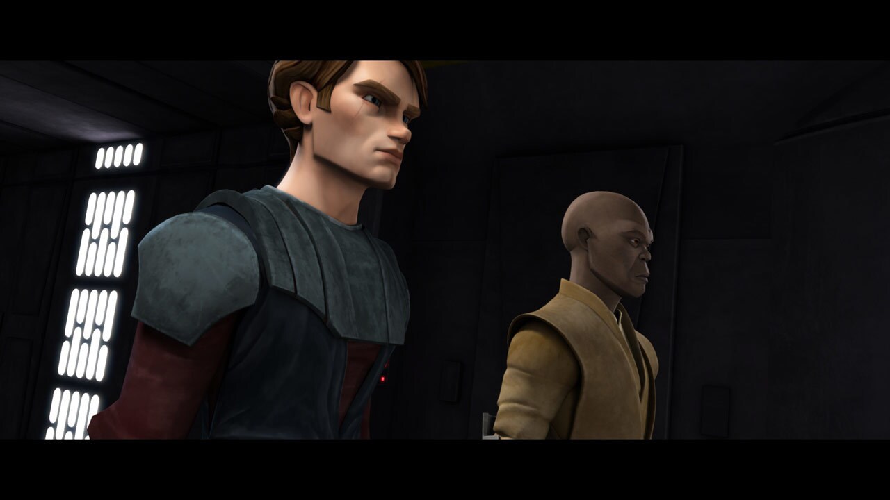 The cadets are met by Mace Windu and Anakin Skywalker, who are about to take the youths on a tour...