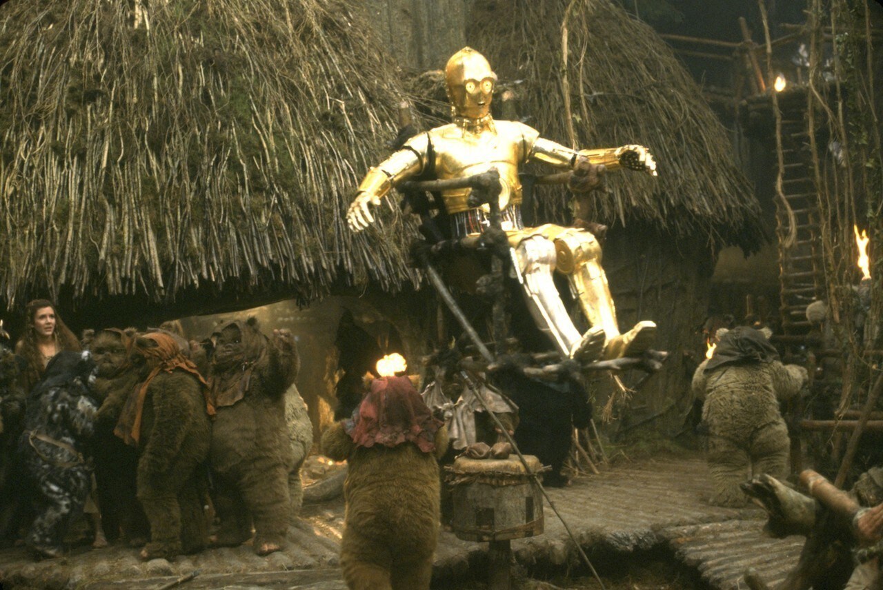 To the amusement of the others, the Ewoks believed C-3PO was a deity. They took the rebels to the...