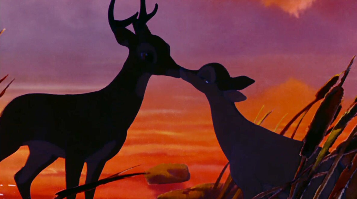 Sunset in the forest from the movie "Bambi"