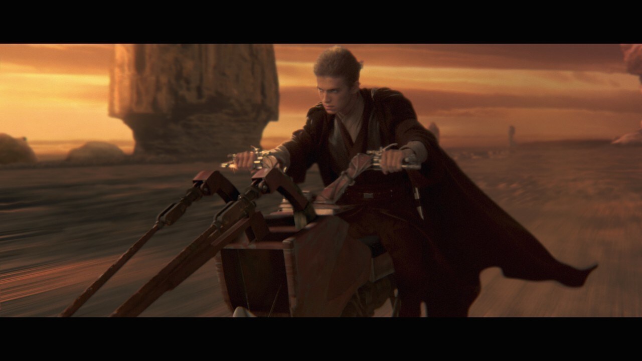 Anakin, however, knew Shmi was still alive – he could sense her in the Force. He borrowed a swoop...