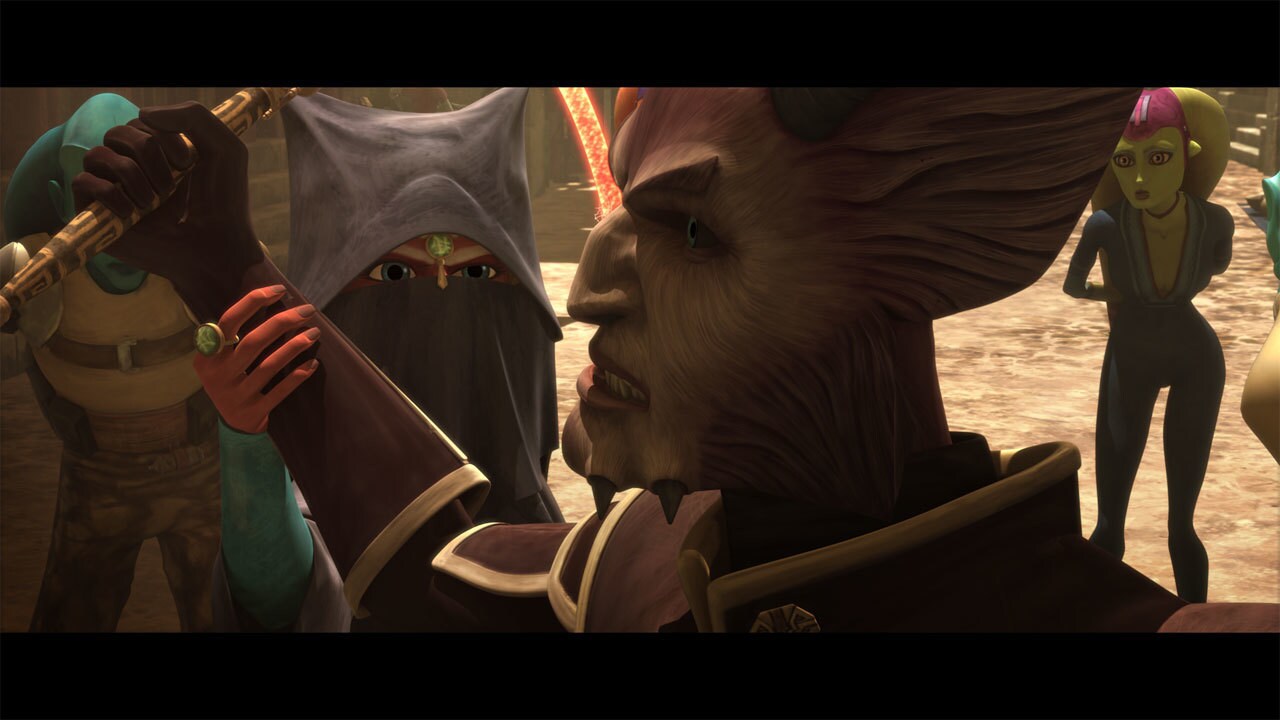 Ahsoka nearly breaks her cover when she is compelled to stop a Zygerrian official from whipping a...
