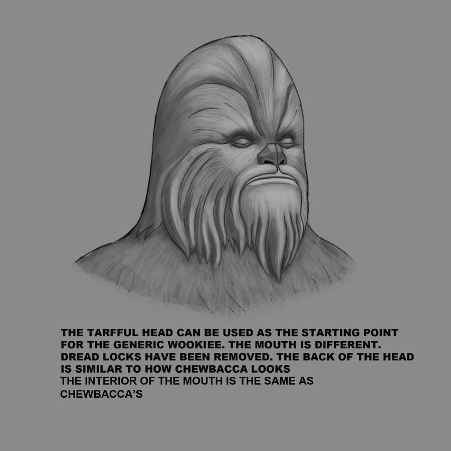 Wookiee warrior annotated head design
