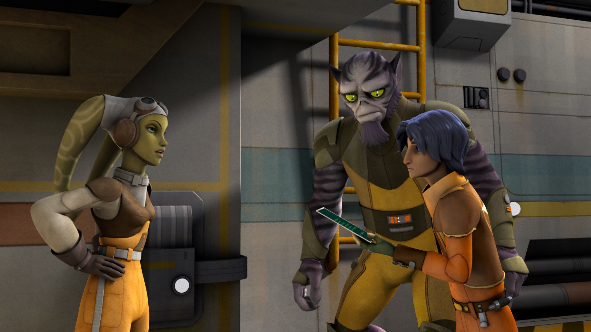 Finally, Hera puts a stop to the bickering. "Enough," she says. "This is my ship you're wrecking,...