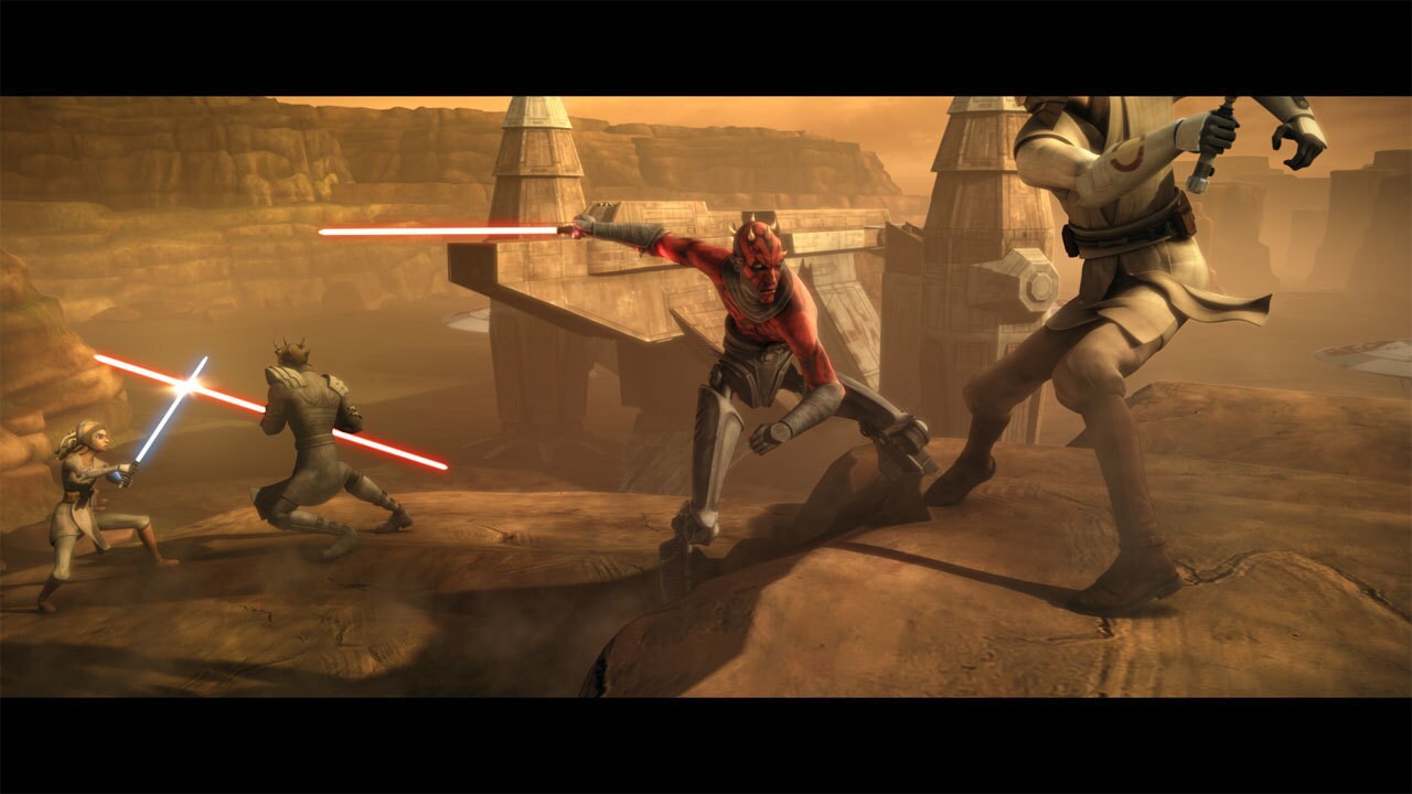 As the pirates clash, Maul and Savage witness Kenobi's Jedi shuttle land nearby. Maul laments tha...