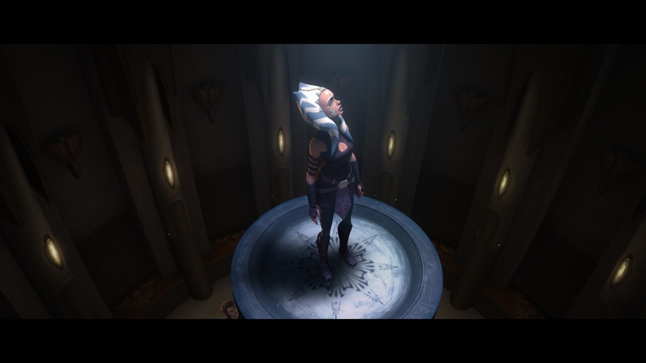 Anakin paces nervously, feeling helpless, as Ahsoka is called into the Chamber of Judgment. The C...
