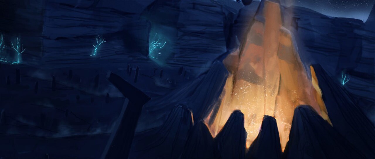 Concept art of the exterior of the well of the dark side