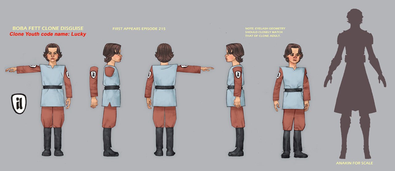 Concept art of Boba Fett with Anakin Skywalker as a comparison model 