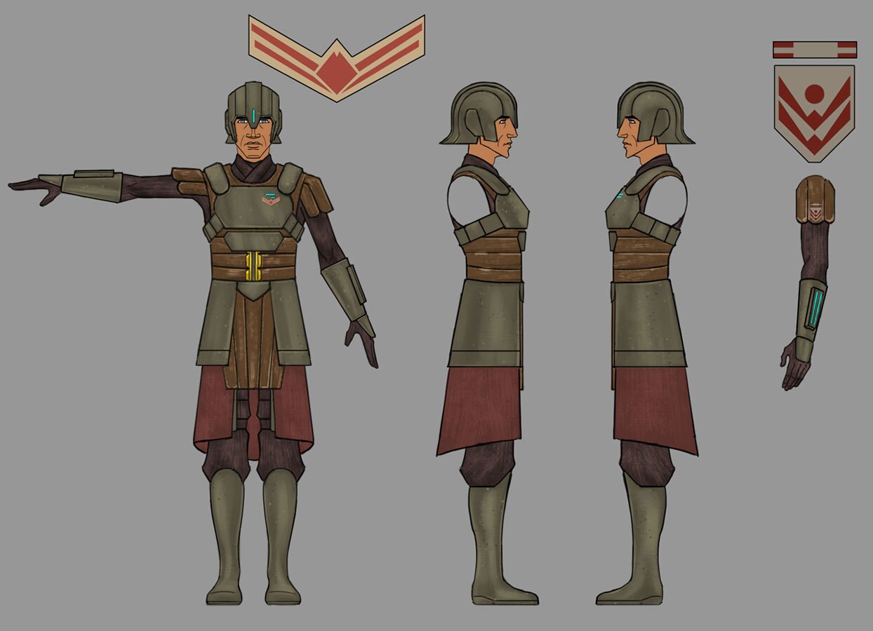 Onderon royal guard character design illustration by Will Nichols and Randy Bantog.