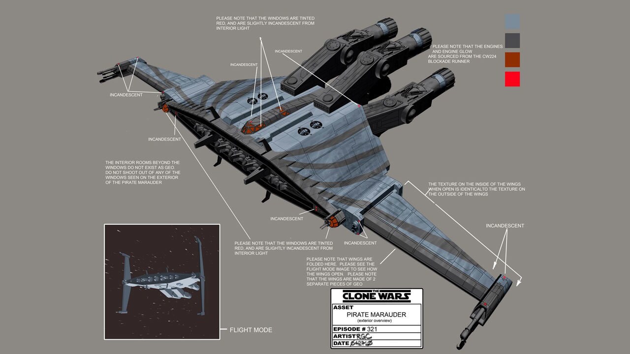 The pirate ship Marauder has the same type of engines as the Tantive IV blockade runner seen in t...