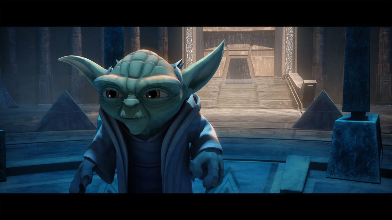 Inside the temple sits Jedi Master Yoda, who welcomes the younglings. Yoda explains that "The Gat...