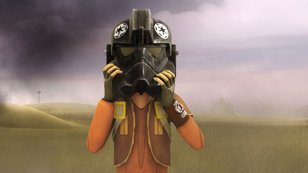 Before he joined Hera’s crew, Ezra Bridger sought to add a TIE pilot’s helmet to his collection o...