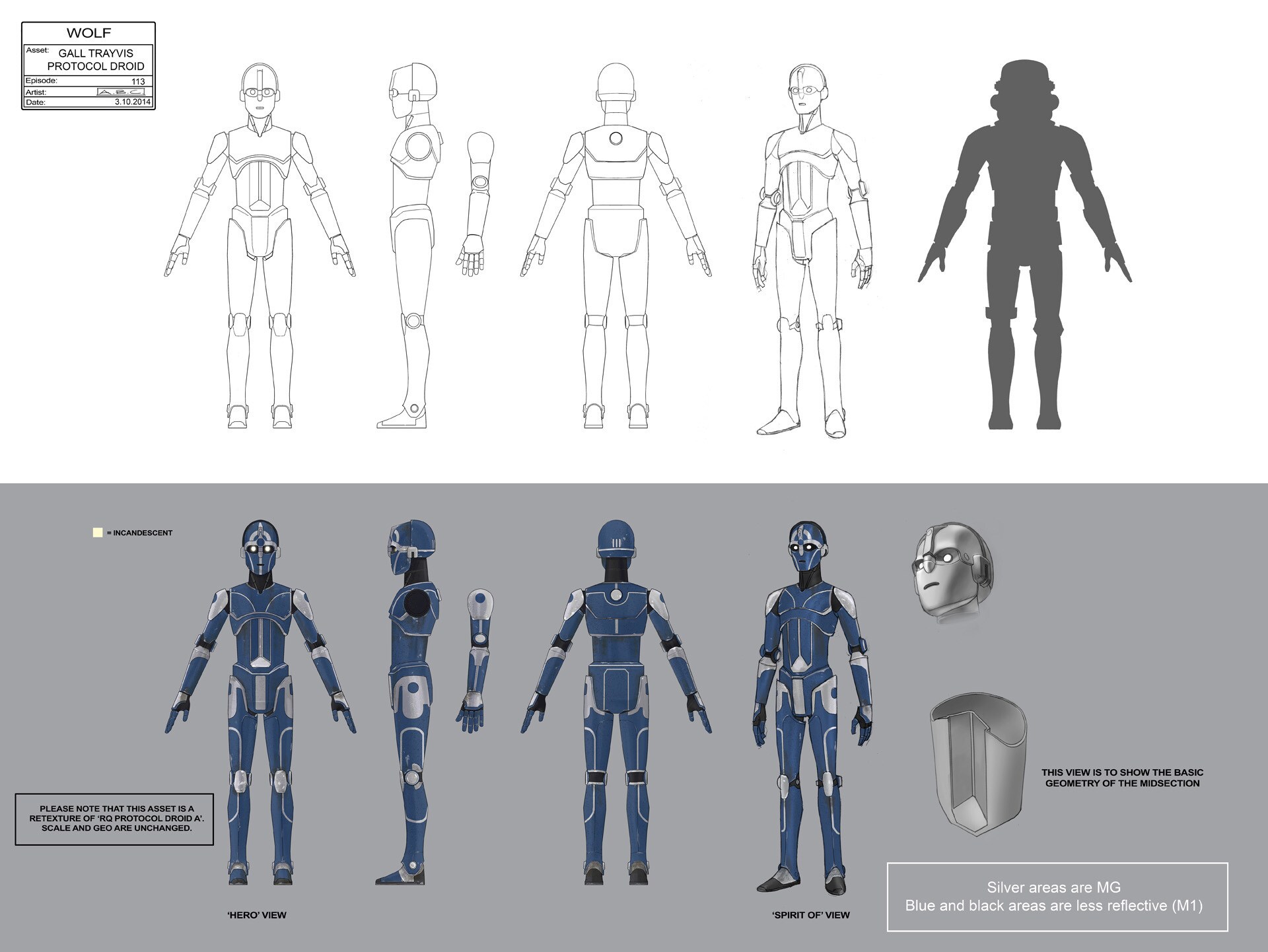Gall Trayvis’ droids use the McQuarrie-inspired protocol droid design finished with Senate colori...