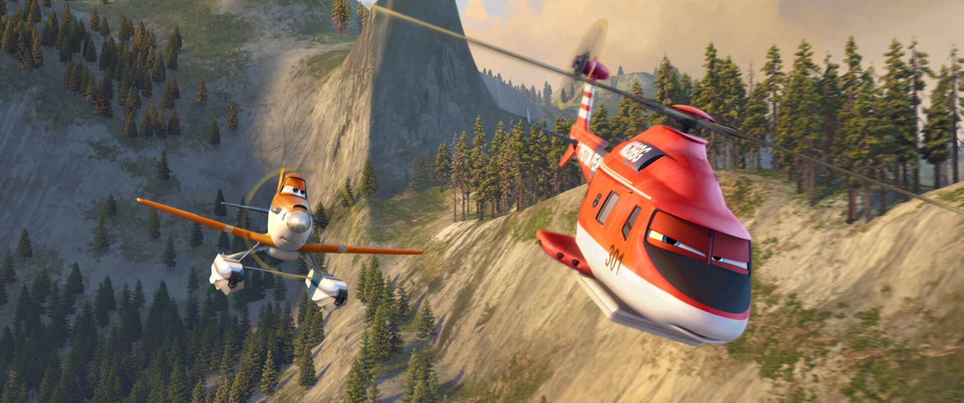 Dusty and Blade Runner on a mission in "Planes: Fire & Rescue"