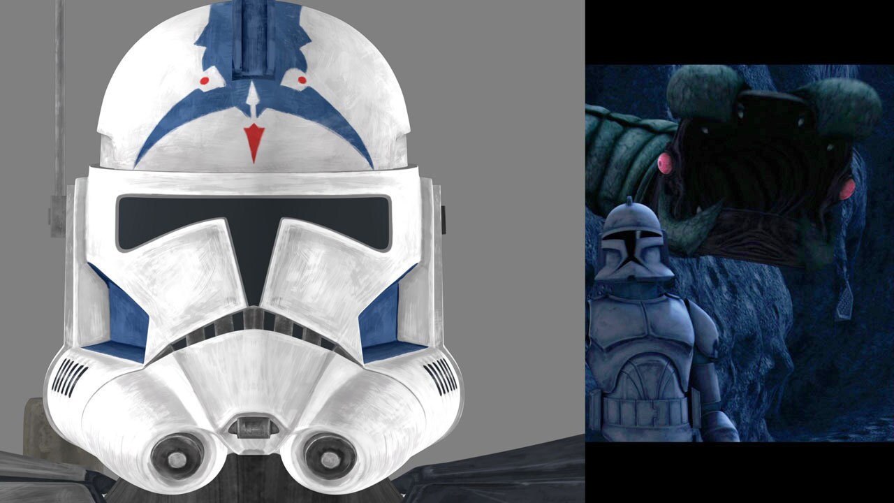 ARC Trooper Fives's helmet has a stylized Rishi eel painted on it, in tribute to the creature tha...