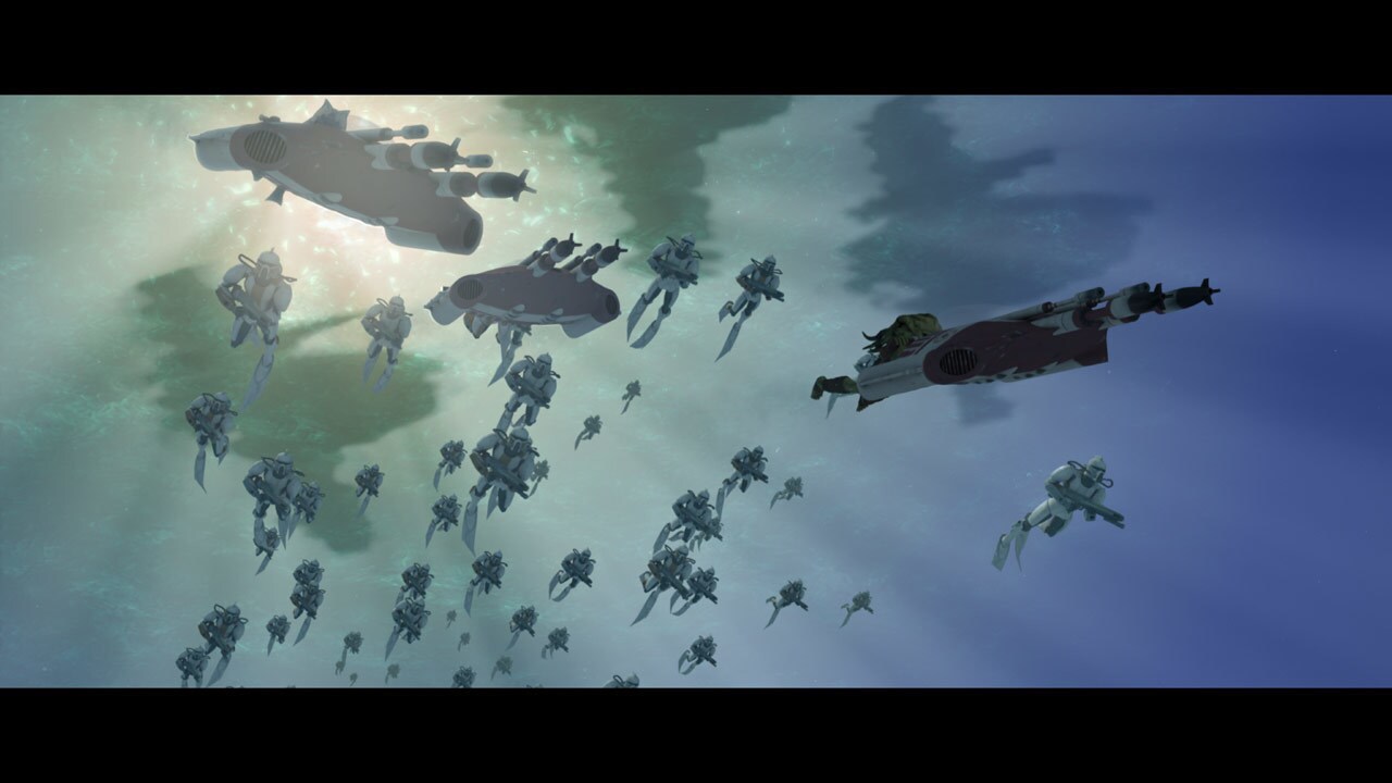 The underwater battle intensifies as Republic troops bolster the Mon Calamari soldiers, tangling ...