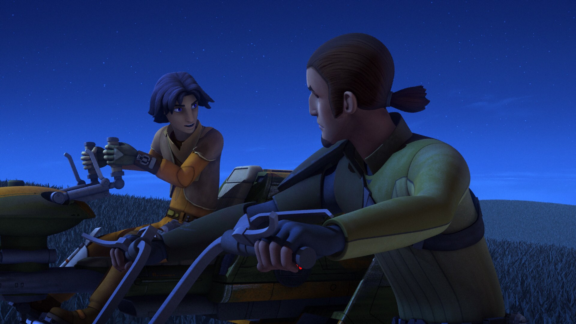 Meanwhile, Ezra, Kanan, and Sabine find themselves in a speeder bike chase with local Imperials. 