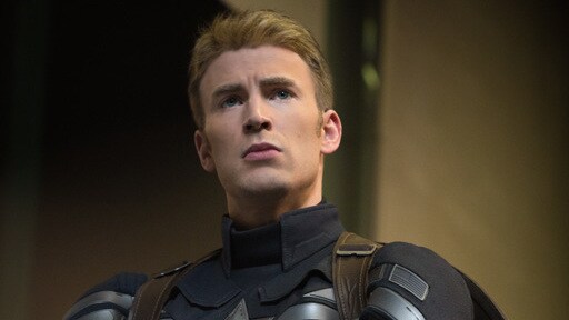 Actor Chris Evans (Steve Rogers/Captain America) in Captain America: The Winter Soldier.