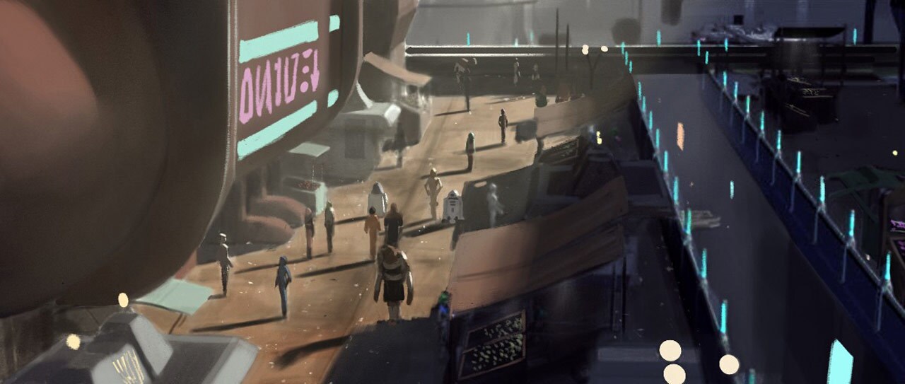 Concept art of the Coruscant streets