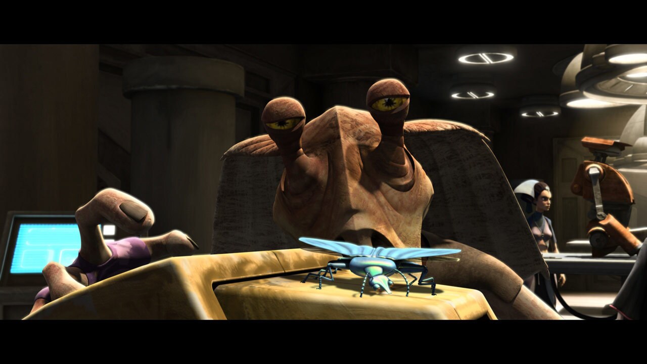 At the same time, Jar Jar has been chasing a bright blue slug-beetle that has crawled out of one ...