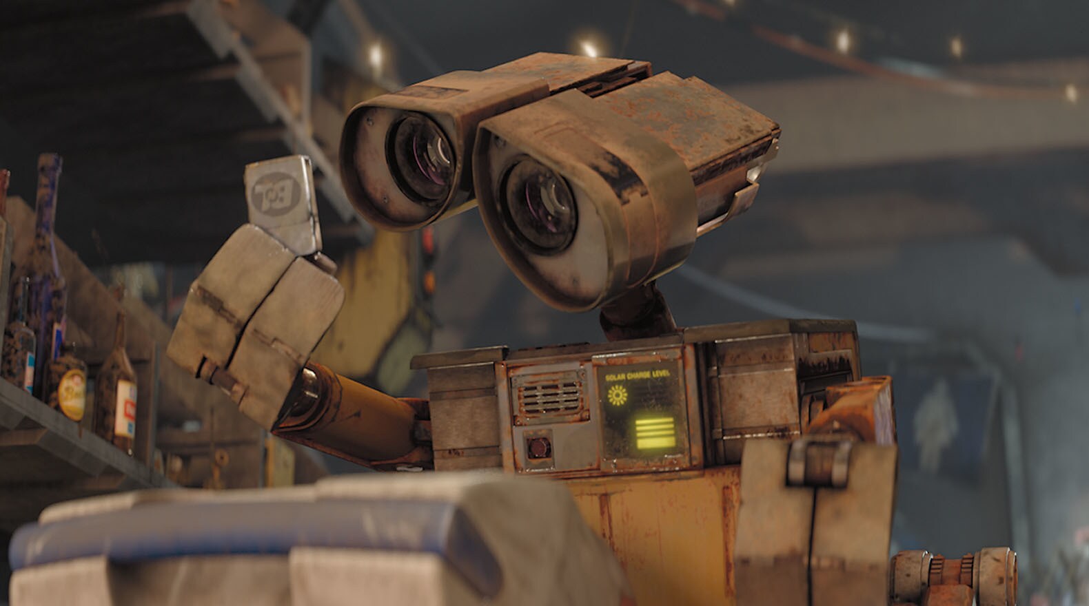 WALL•E tries to understand what the world was like long ago. From the movie "Wall-E"