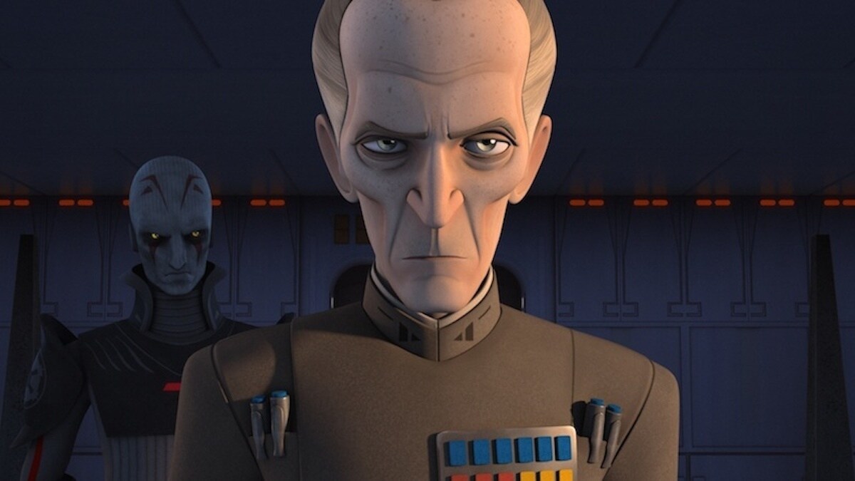 Grand Moff Tarkin standing with the Grand Inquisitor