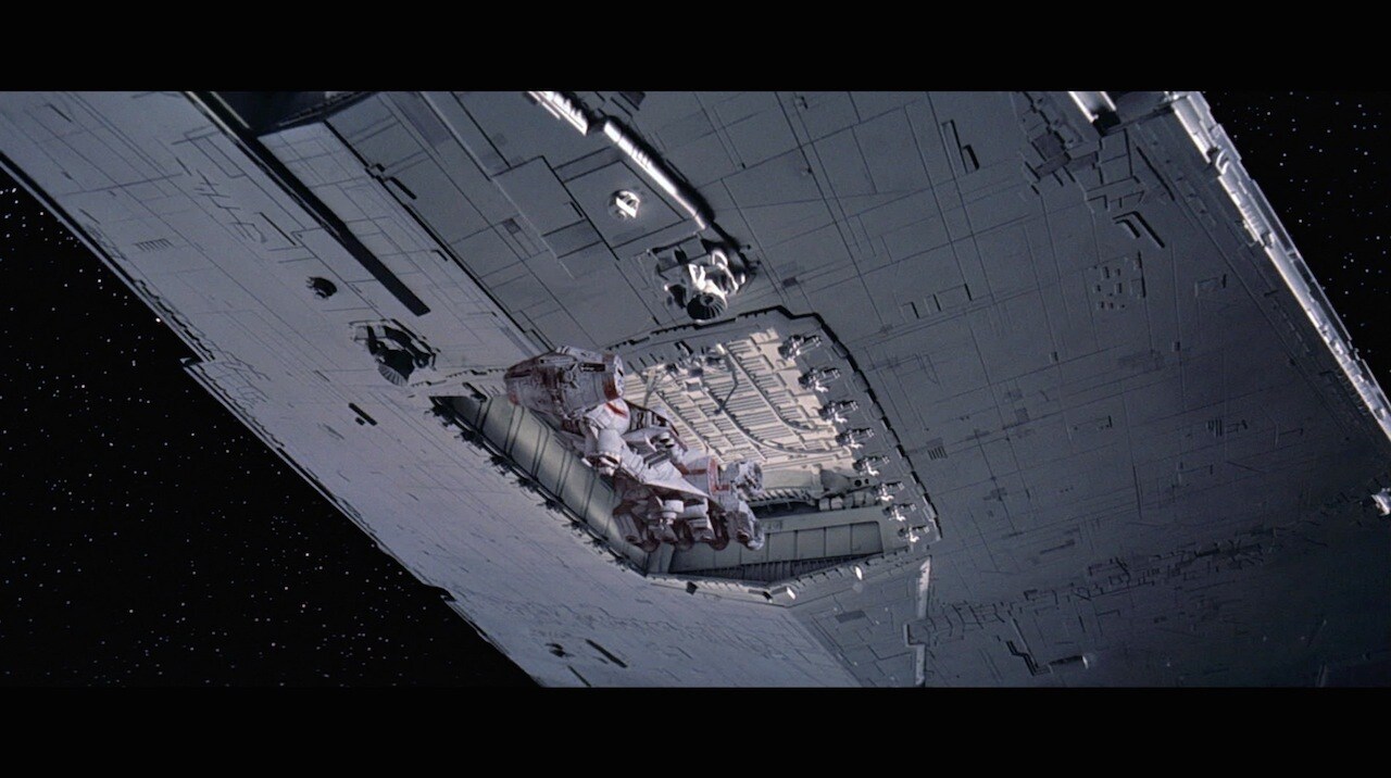The Devastator disabled Leia’s ship and used powerful tractor beams to pull the craft into her ve...