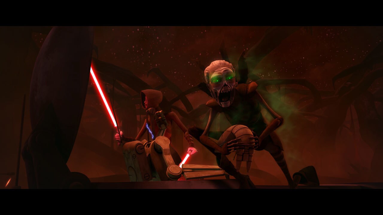 Savage joined Ventress to fight Dooku, but then turned against both of them and fled into the Out...