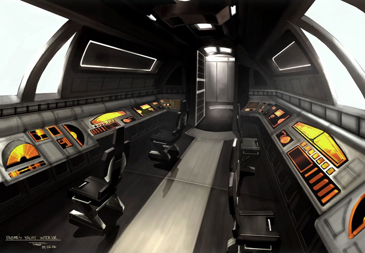 Interior of Naboo yacht cockpit, facing aft