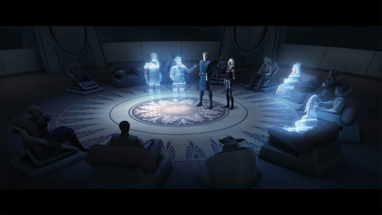 The Jedi Council on Coruscant convenes to hear an update from the under-equipped Onderon resistan...
