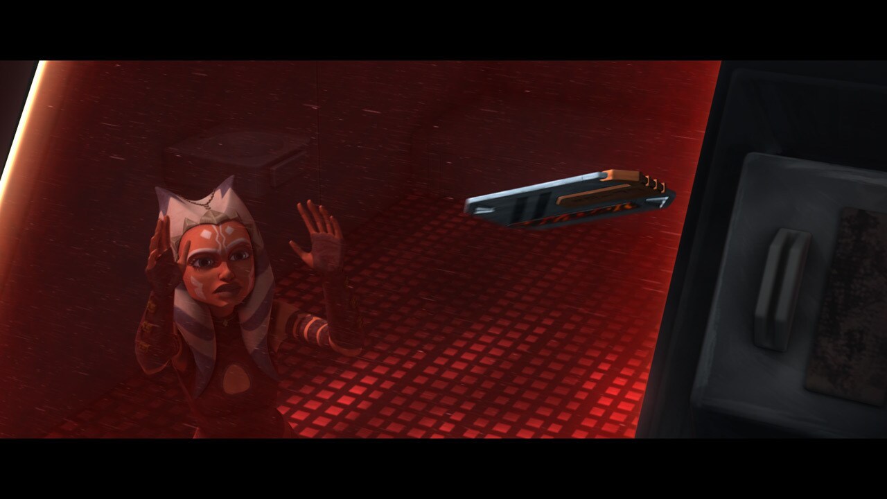 Ahsoka awakens in her cell after some fitful sleeping to find a key card on the floor outside her...