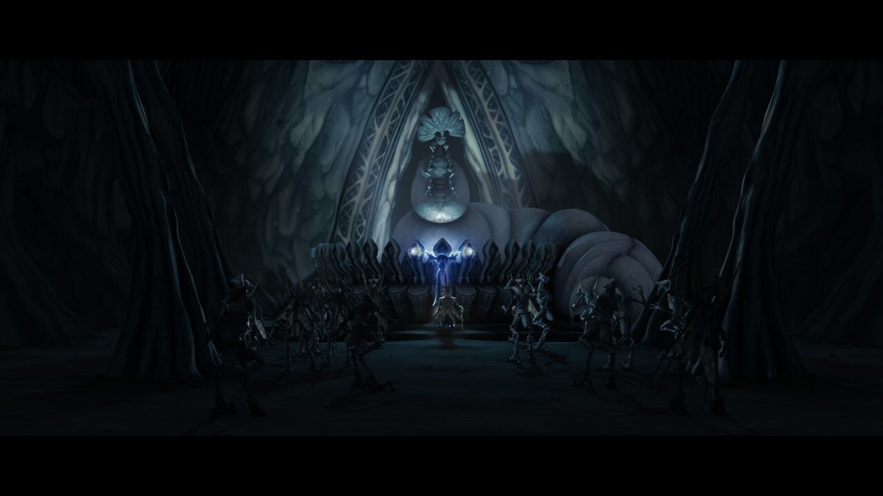 After Poggle fled, Jedi Master Luminara Unduli tracked him to catacombs beneath the Progate Templ...