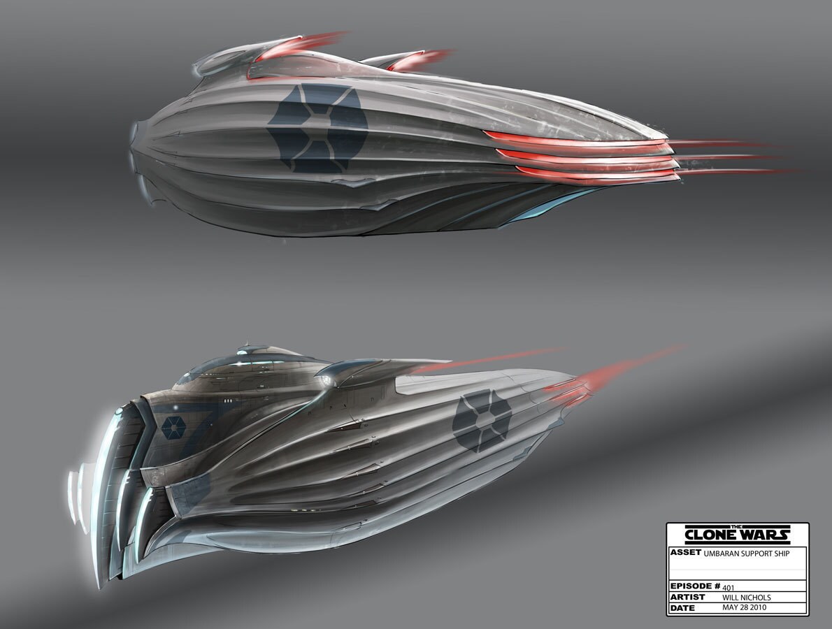 Umbaran support ship design, based on an unused Episode III Separatist ship concept