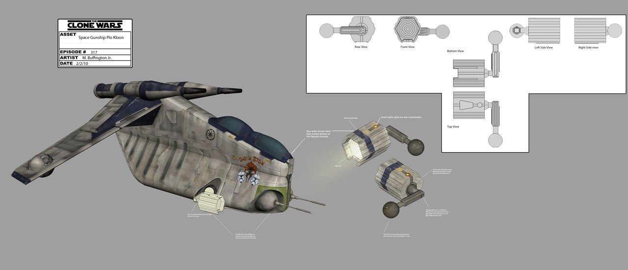 Plo Koon's space gunship concept illustration