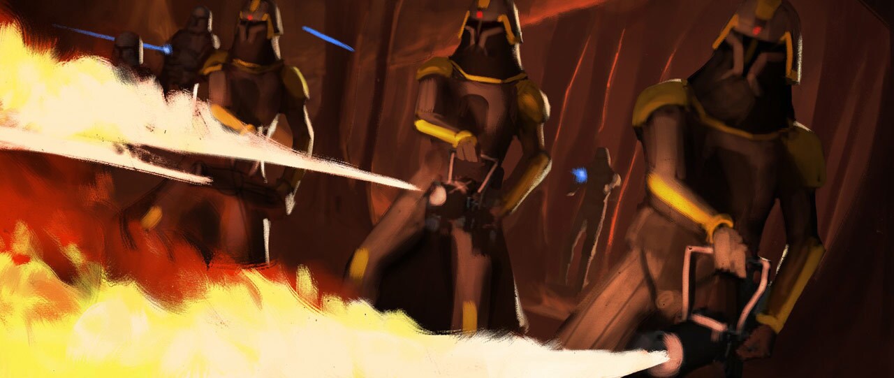 Concept art of the flamethrowers 