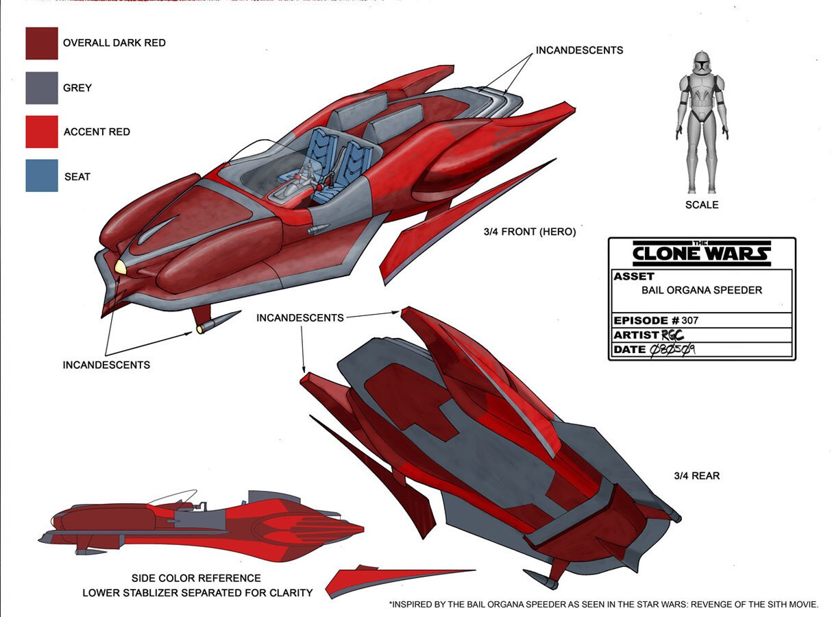 Concept design for Bail Organa's speeder