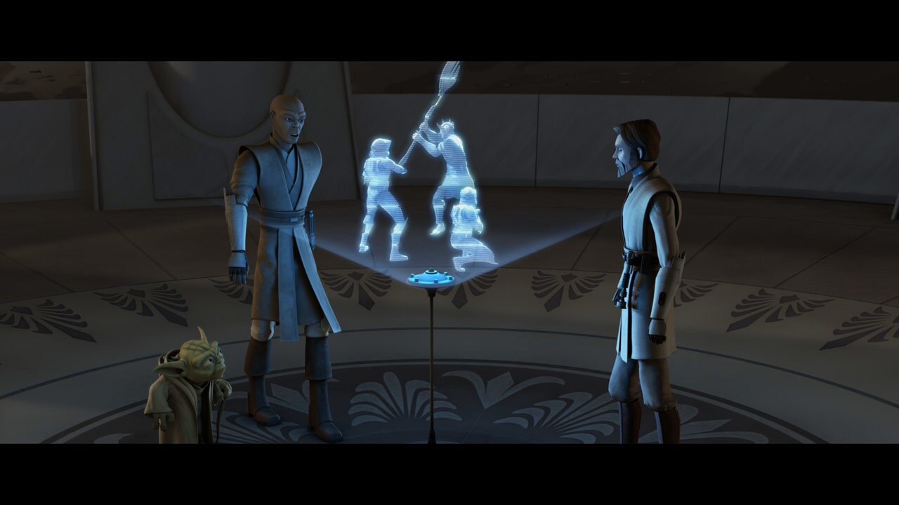 Back on Coruscant, Yoda and Mace Windu show Obi-Wan surveillance footage from Devaron. At first, ...