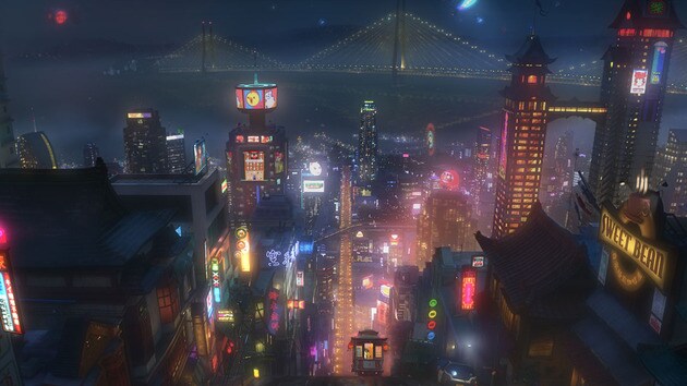 Concept art of the city of San Fransokyo for the movie "Big Hero 6"
