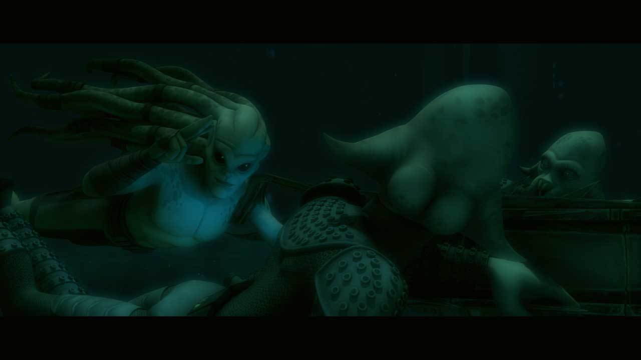 To help secure passage to the surface, Kit Fisto swims ahead and captures a one-man submarine fro...
