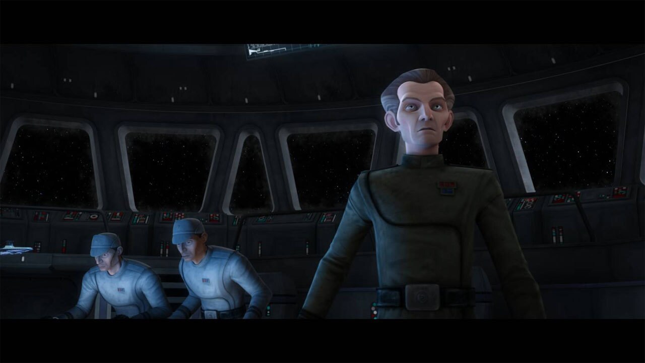 Tarkin, last seen as a captain in The Citadel arc in Season Three, is now an admiral. He is movin...